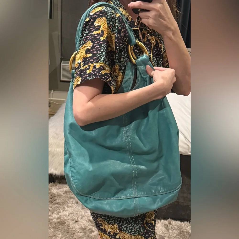 Miu Miu Turquoise Green Leather Tote Bag